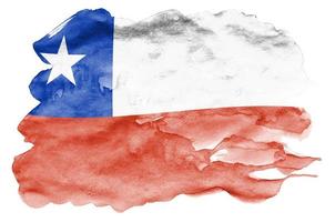 Chile flag is depicted in liquid watercolor style isolated on white background photo