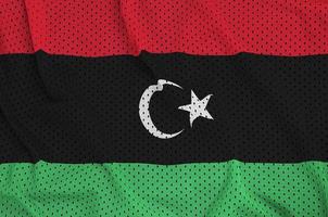 Libya flag printed on a polyester nylon sportswear mesh fabric w photo