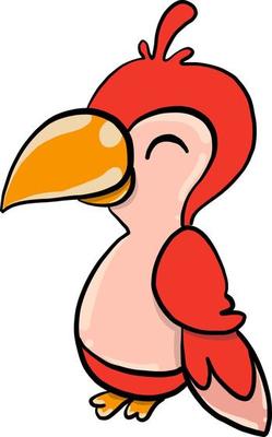 Red parrot, illustration, vector on white background.