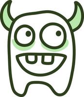 Monster with horns, illustration, vector on a white background.