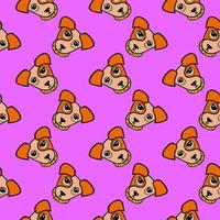 Sad dog, seamless pattern on purple background. vector
