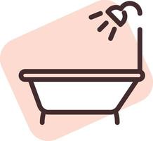 Bath tub with shower, illustration, vector on a white background.