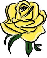 Yellow rose, illustration, vector on white background.