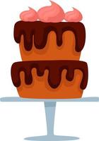 Cake on two levels, illustration, vector on white background.