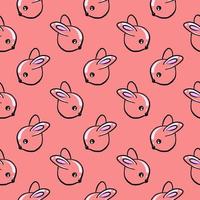 Bunny heads, seamless pattern on white background. vector