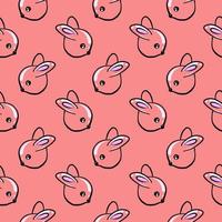 Bunny heads, seamless pattern on white background. vector