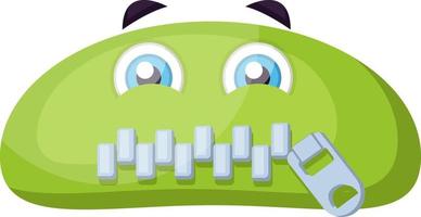 Green monster emoji with zipped mouth vector illustration on a white background