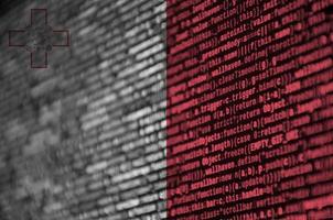 Malta flag is depicted on the screen with the program code. The concept of modern technology and site development photo