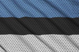 Estonia flag printed on a polyester nylon sportswear mesh fabric photo