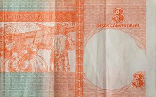 Santa Clara battle on cuban banknote of orange three pesos convertibles 2016 photo