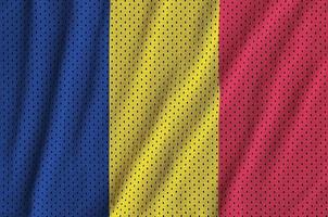Chad flag printed on a polyester nylon sportswear mesh fabric wi photo