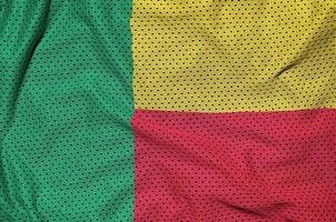 Benin flag printed on a polyester nylon sportswear mesh fabric w photo