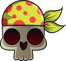 Skull with bandana illustration vector on white background