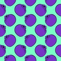 Delicious blueberry, seamless pattern on green background. vector