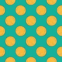 Yellow melon , seamless pattern on a green background. vector