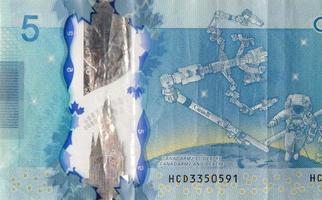 Dextre and canadarm2 on Canada 5 Dollars 2013 Polymer Banknote fragment photo