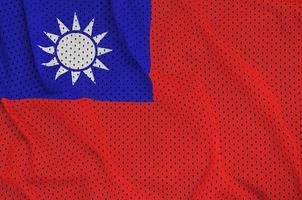 Taiwan flag printed on a polyester nylon sportswear mesh fabric photo