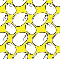 Cracked egg ,seamless pattern on yellow background. vector