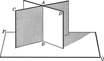 Two Intersecting Planes, vintage illustration. vector