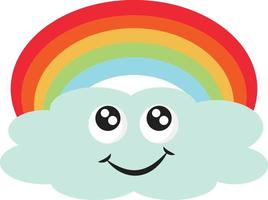 Cloud with rainbow, illustration, vector on white background.