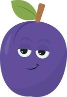 Smiling plum, illustration, vector on white background.