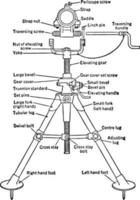 vista frontal del mortero stokes con bípode, ilustración vintage. vector