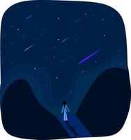 Meteor shower, illustration, vector on white background