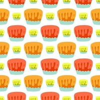 Muffins pattern, illustration, vector on white background.