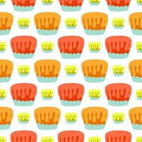 Muffins pattern, illustration, vector on white background.