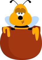 Bee in a honey pot ,illustration,vector on white background vector