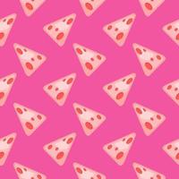 Pink cheese slices , seamless pattern on a pink background. vector