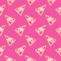 Pink cheese slices , seamless pattern on a pink background. vector