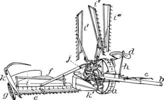 Reaping Machine, vintage illustration. vector