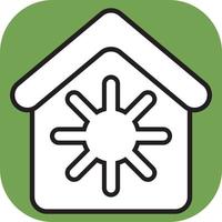 House with sun, illustration, vector on a white background.
