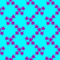 Small purple flowers, seamless pattern on blue background. vector