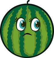 Worried little watermelon, illustration, vector on white background.