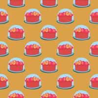 Cake on a plate , seamless pattern on a orange background. vector