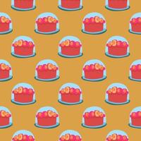 Cake on a plate , seamless pattern on a orange background. vector