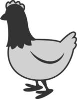 Grey chicken, illustration, vector on white background.