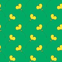 Yellow hearts,seamless pattern on green background. vector