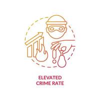 Elevated crime rate red gradient concept icon. Dangerous effect. Consequences of overcrowding abstract idea thin line illustration. Isolated outline drawing. vector