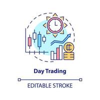 Day trading concept icon. Active engagement. Way to make money on crypto abstract idea thin line illustration. Isolated outline drawing. Editable stroke. vector