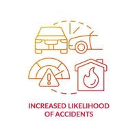 Increased likelihood of accidents red gradient concept icon. Problems caused by overcrowding abstract idea thin line illustration. Isolated outline drawing. vector