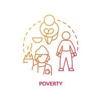 Poverty red gradient concept icon. Low life quality and conditions. Cause of overpopulation abstract idea thin line illustration. Isolated outline drawing. vector