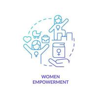 Women empowerment blue gradient concept icon. Society development. Solution to overpopulation abstract idea thin line illustration. Isolated outline drawing. vector
