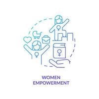 Women empowerment blue gradient concept icon. Society development. Solution to overpopulation abstract idea thin line illustration. Isolated outline drawing. vector