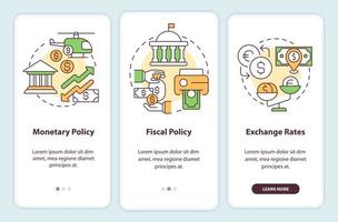 la inflación provoca la incorporación de la pantalla de la aplicación móvil. tutorial de crisis económica 3 pasos instrucciones gráficas editables con conceptos lineales. interfaz de usuario, ux, plantilla de interfaz gráfica de usuario. vector