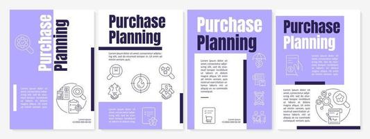 Procurement planning purple brochure template. Supply chain management. Leaflet design with linear icons. Editable 4 vector layouts for presentation, annual reports.