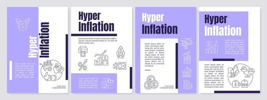 Hyperinflation purple brochure template. Rising prices. Leaflet design with linear icons. Editable 4 vector layouts for presentation, annual reports.