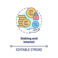 Staking and interest concept icon. Earn passive income. Way to make money on crypto abstract idea thin line illustration. Isolated outline drawing. Editable stroke. vector